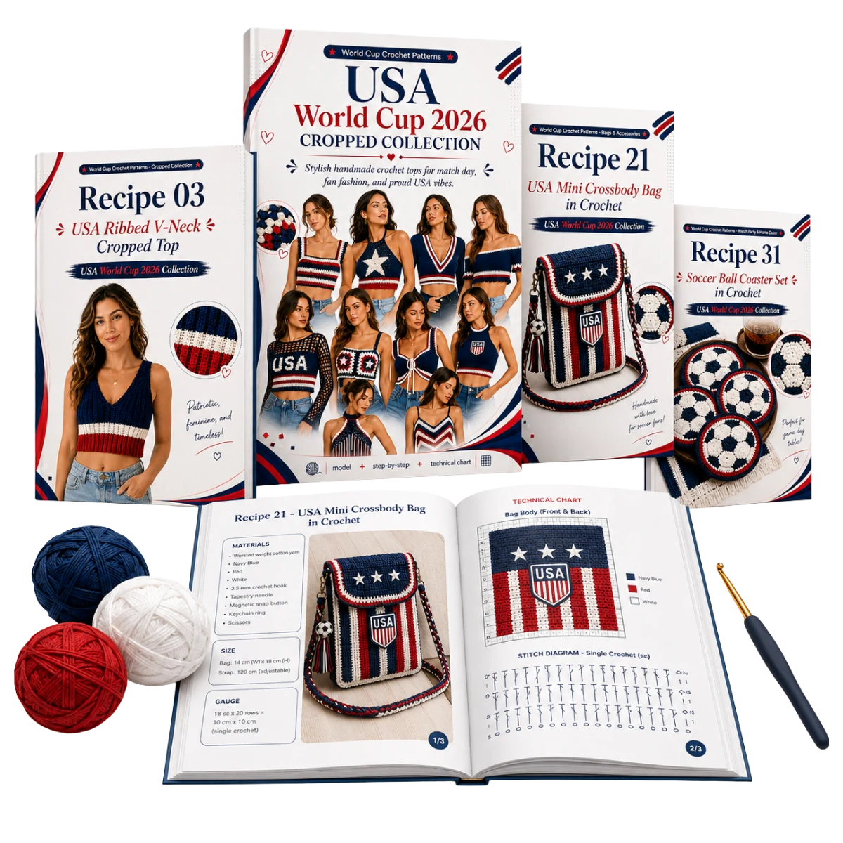 Crochet Patterns for the 2026 World Cup ebook mockup